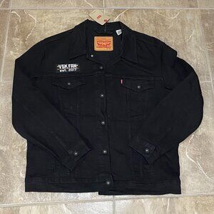 Men's black denim jacket with VGK patches